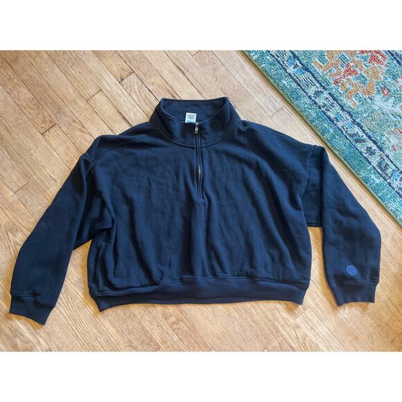 Pink Victoria's Secret Black Quarter Zip Pullover Sweatshirt Size XXL - Picture 1 of 6